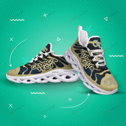 Georgia Tech Yellow Jackets Logo Hole Pattern 3D Max Soul Sneaker Shoes In Gold