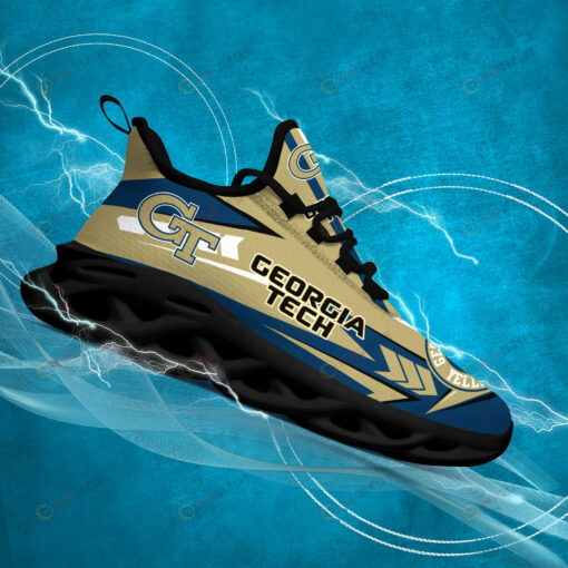 Georgia Tech Yellow Jackets Logo Pattern 3D Max Soul Sneaker Shoes In Gold Blue