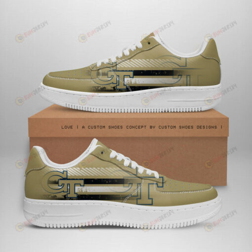 Georgia Tech Yellow Jackets Logo Stripe Pattern Air Force 1 Printed In Old Gold