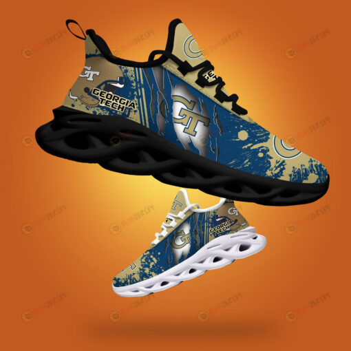 Georgia Tech Yellow Jackets Logo Torn And Splatter Pattern 3D Max Soul Sneaker Shoes