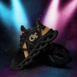 Georgia Tech Yellow Jackets Logo Triangle Pattern 3D Max Soul Sneaker Shoes In Black Yellow