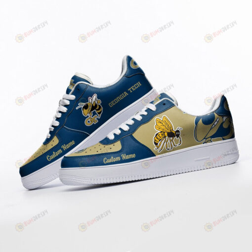 Georgia Tech Yellow Jackets Mascot Logo Pattern Custom Name Air Force 1 Printed