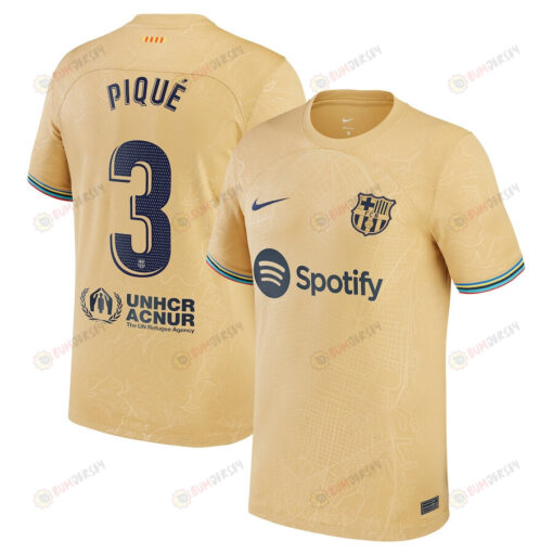 Gerard Pique 3 Barcelona 2022/23 Away Breathe Stadium Player Jersey - Yellow