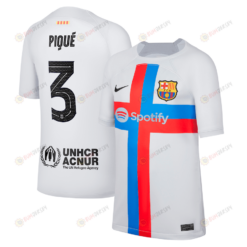 Gerard Pique 3 Barcelona Youth 2022/23 Third Breathe Stadium Player Jersey - Gray