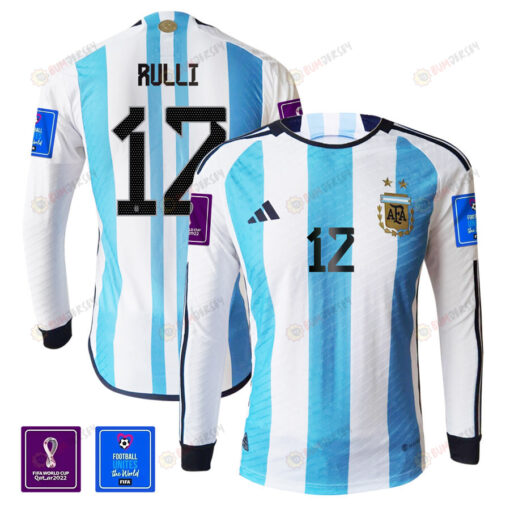 Ger?nimo Rulli 12 Argentina 2022-23 Home Men Long Sleeve Jersey National Team World Cup Qatar