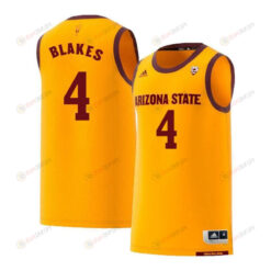 Gerry Blakes 4 Arizona State Sun Devils Retro Basketball Men Jersey - Yellow