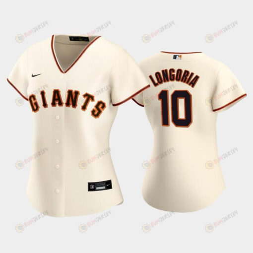 Giants 10 Evan Longoria Home Cream Women's Jersey Jersey