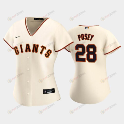 Giants 28 Buster Posey Home Cream Women's Jersey Jersey