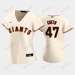 Giants 47 Johnny Cueto Home Cream Women's Jersey Jersey