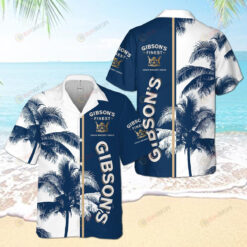 Gibsons Palm Pattern Summer Hawaiian Shirt In Blue And White
