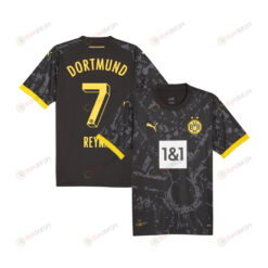 Giovanni Reyna 7 Borussia Dortmund 2023-24 Away YOUTH Jersey - Black
