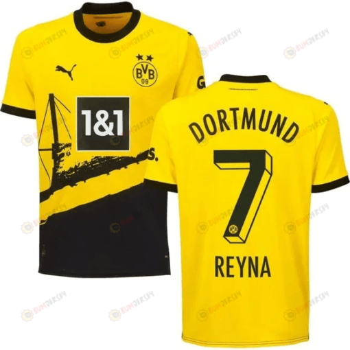 Giovanni Reyna 7 Borussia Dortmund 2023/24 Home Men Jersey - Yellow