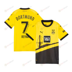 Giovanni Reyna 7 Borussia Dortmund 2023/24 Home YOUTH Jersey - Black/Yellow
