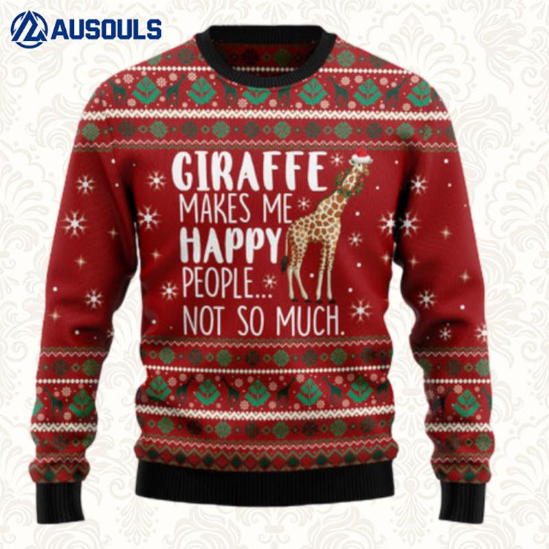 Giraffe Makes Me Happy Ugly Sweaters For Men Women Unisex