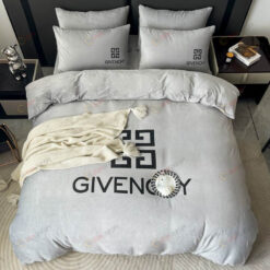 Givenchy Logo Double Sided Crystal Velvet Bedding Set In Gray
