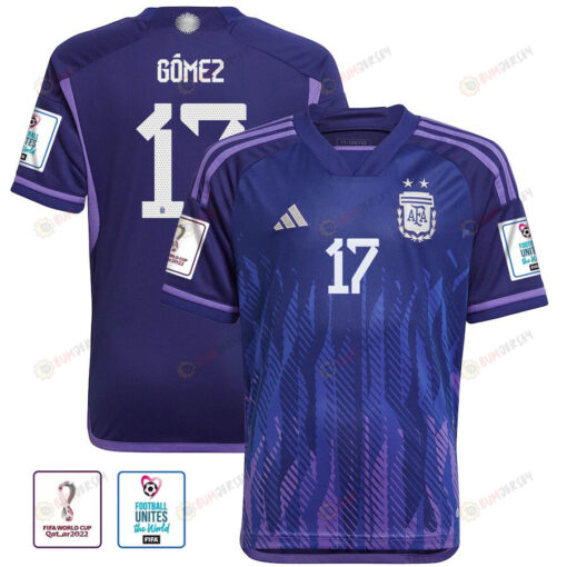 G?mez 17 Argentina National Team Qatar World Cup 2022-23 Patch Away Jersey