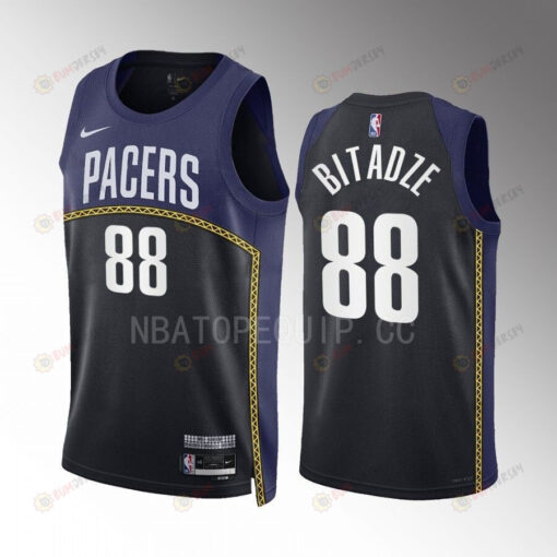 Goga Bitadze 88 Indiana Pacers 2022-23 City Edition Black Navy Jersey Swingman