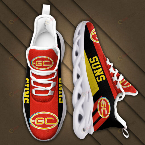 Gold Coast Suns Logo Black Yellow Stripe Pattern 3D Max Soul Sneaker Shoes In Red