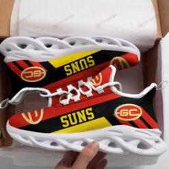 Gold Coast Suns Logo Pattern 3D Max Soul Sneaker Shoes In Red And Black