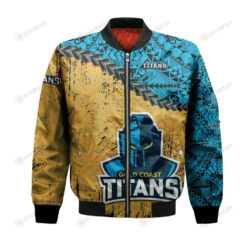 Gold Coast Titans Bomber Jacket 3D Printed Grunge Polynesian Tattoo