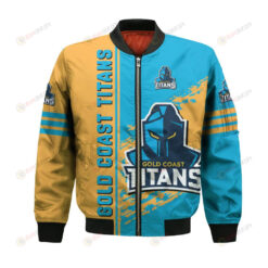 Gold Coast Titans Bomber Jacket 3D Printed Logo Pattern In Team Colours