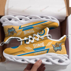 Gold Coast Titans Logo Custom Name Pattern 3D Max Soul Sneaker Shoes