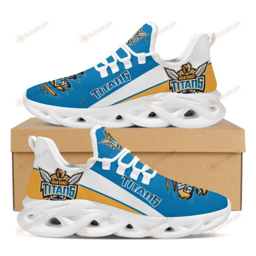 Gold Coast Titans Logo Torn Pattern 3D Max Soul Sneaker Shoes