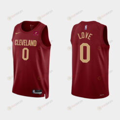 Gold is Back Cleveland Cavaliers 0 Kevin Love 2022-23 Icon Edition Wine Men Jersey