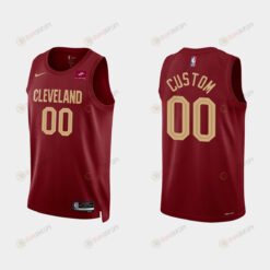 Gold is Back Cleveland Cavaliers 00 Custom 2022-23 Icon Edition Wine Men Jersey