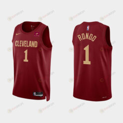 Gold is Back Cleveland Cavaliers 1 Rajon Rondo 2022-23 Icon Edition Wine Men Jersey