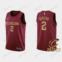 Gold is Back Cleveland Cavaliers 2 Collin Sexton 2022-23 Icon Edition Wine Men Jersey