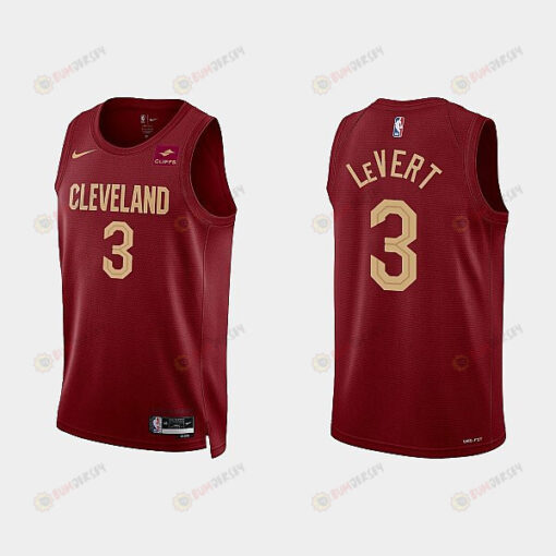 Gold is Back Cleveland Cavaliers 3 Caris LeVert 2022-23 Icon Edition Wine Men Jersey