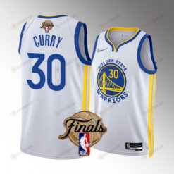 Golden State Warriors 30 Stephen Curry 2022 Finals White Jersey Diamond Badge