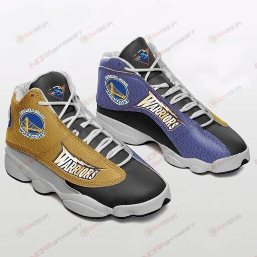 Golden State Warriors Air Jordan 13 Shoes Sneakers In Yellow And Purple