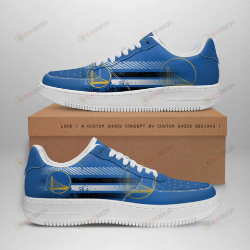 Golden State Warriors Logo Stripe Pattern Air Force 1 Printed In Blue