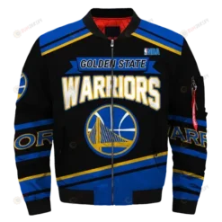 Golden State Warriors Pattern Bomber Jacket - Blue And Black