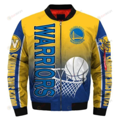 Golden State Warriors Pattern Bomber Jacket - Yellow And Blue