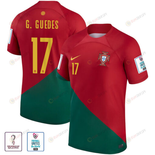 Gon?alo Guedes 17 FIFA World Cup Qatar 2022 Patch Portugal National Team - Home Youth Jersey