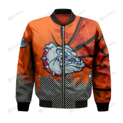 Gonzaga Bulldogs Bomber Jacket 3D Printed Basketball Net Grunge Pattern