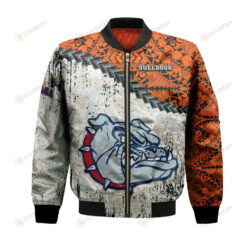 Gonzaga Bulldogs Bomber Jacket 3D Printed Grunge Polynesian Tattoo