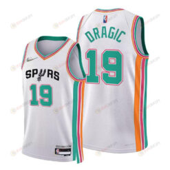 Goran Dragic Spurs 2022 City Edition White 19 Jersey 75th Diamond Badge - Men Jersey