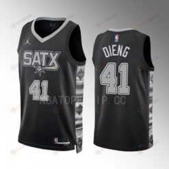 Gorgui Dieng 41 2022-23 San Antonio Spurs Black Statement Edition Jersey