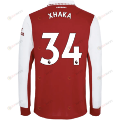 Granit Xhaka 34 Arsenal Long Sleeve Home Jersey 2022-23 - Men Red