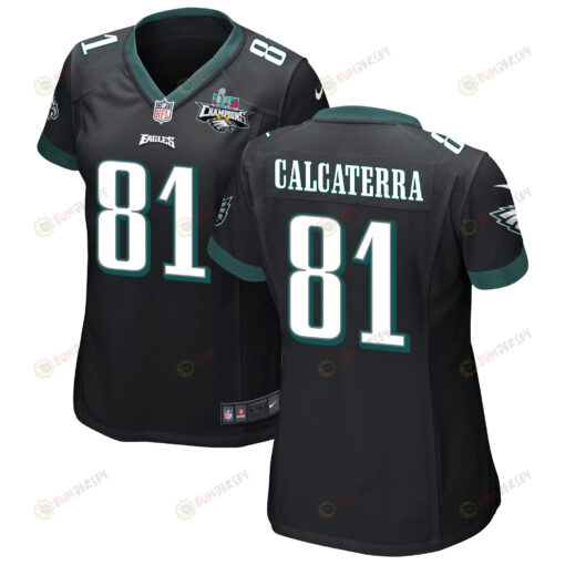 Grant Calcaterra 81 Philadelphia Eagles Super Bowl LVII Champions 2 Stars WoMen's Jersey - Black