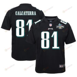 Grant Calcaterra 81 Philadelphia Eagles Super Bowl LVII Champions 2 Stars Youth Jersey - Black