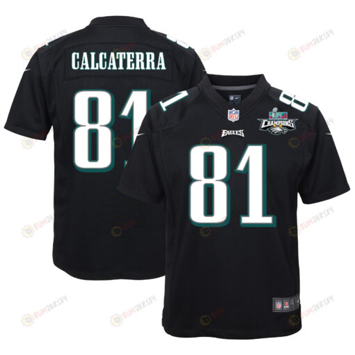 Grant Calcaterra 81 Philadelphia Eagles Super Bowl LVII Champions 2 Stars Youth Jersey - Black