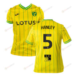 Grant Hanley 5 Norwich City 2022-23 Home Jersey - Yellow