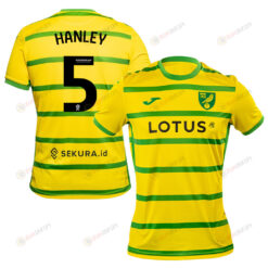 Grant Hanley 5 Norwich City 2023/24 Home Men Jersey - Yellow
