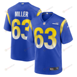 Grant Miller 63 Los Angeles Rams Game Men Jersey - Royal