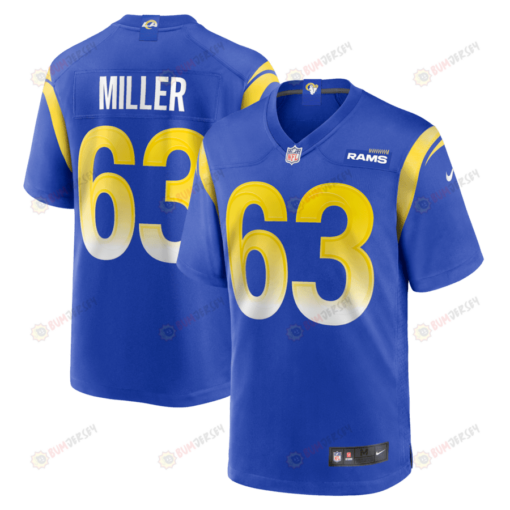 Grant Miller 63 Los Angeles Rams Game Men Jersey - Royal